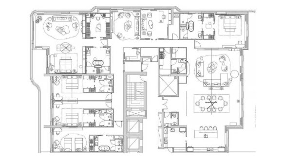 Apartment floor plan, 5 bedrooms in Sofitel Residences No. 11010 (2D)