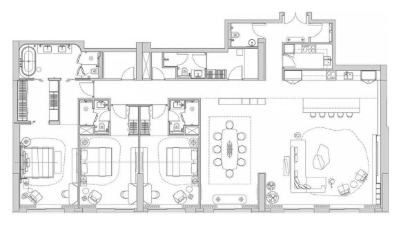 Apartment floor plan, 3 bedrooms in Sofitel Residences No. 11008 (2D)
